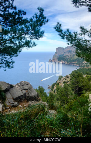 Looking down on the Cova de Sa Fam near Cala Tuent on the north west coast of Mallorca, Spain Stock Photo