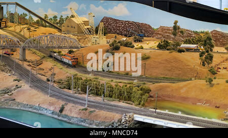 Small section of a huge model railway.  Maintaintened by volunteers the model is in perfect condition Stock Photo