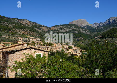 Streets of Fornalutx, a hillside village on the Spanish island of Mallorca Stock Photo
