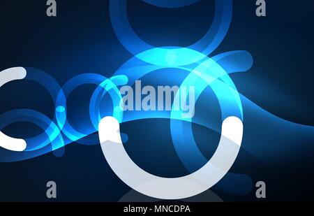 Abstract digital technology background. Abstract digital technology background, round shape with glowing effects on dark space Stock Vector
