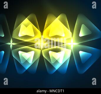 Glass glowing bright triangles on dark space design abstract background. Glass glowing bright triangles on dark space design abstract background. Vector illustration Stock Vector