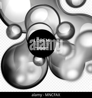 Glass bubbles on grey, modern techno liquid design. Glass black bubbles on grey, modern techno liquid design. Vector illustration Stock Vector