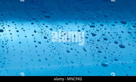 water drops on a blue background Stock Photo