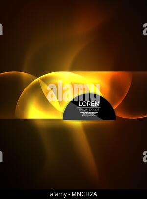 Neon glowing glass transparent circles, background. Neon glowing glass transparent circles, abstract background. Techno template, vector illustration, magic energy concept Stock Vector