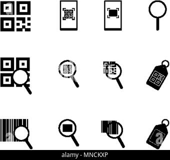 Set of qr and bar check code related icons Stock Vector