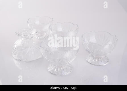 bowl or empty glass ice cream dish on background Stock Photo