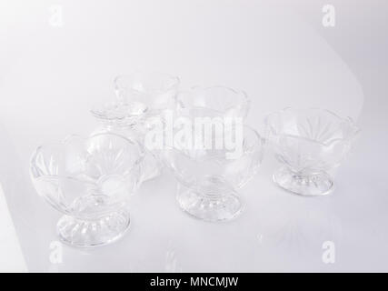 bowl or empty glass ice cream dish on background Stock Photo