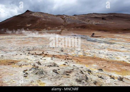 Fumaroles, Solfatars, solfatara field at volcano Námafjall, high temperature area Námaskarð or Namskard, Námafjall Stock Photo