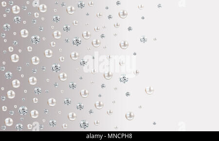 Wedding pearl background with many scattered white shiny nacreous pearls  isolated on white and blue Stock Photo - Alamy