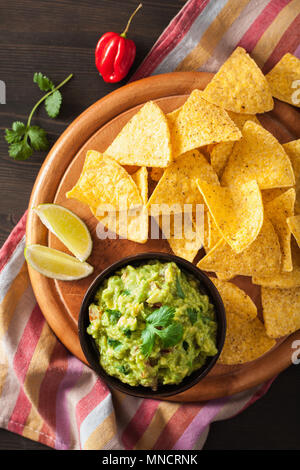 mexican guacamole dip and nachos tortilla chips Stock Photo