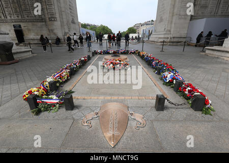 Tomb of the Unknown Soldier from World War I, Ici Repose Un Soldat Francais Mort Pour La Patrie 1914 1918 , Paris sights, Paris, France, 15 May 2018,  Stock Photo