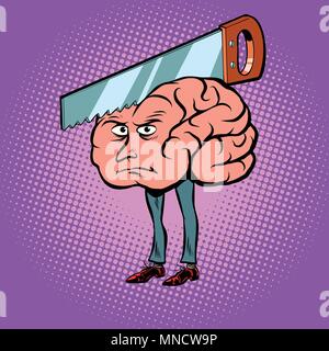 Headache. Saw in the brain Stock Vector
