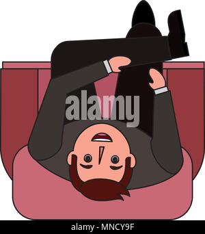 businessman look up sitting on sofa vector illustration Stock Vector