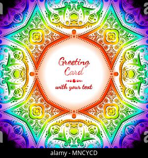 Greeting card with rainbow pattern on white Stock Vector
