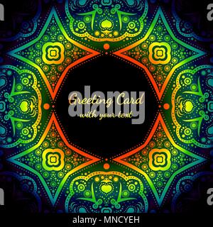 Greeting card with rainbow color and black pattern Stock Vector