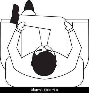 businessman look up sitting on sofa vector illustration Stock Vector