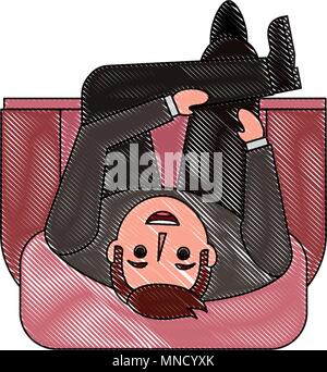 businessman look up sitting on sofa vector illustration Stock Vector