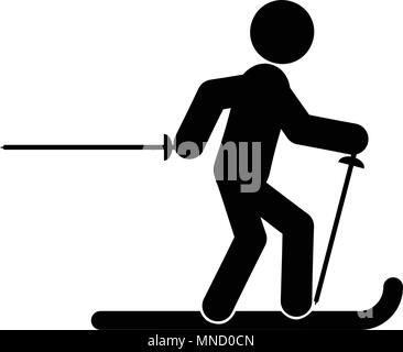 Skier glyph icon, isolated on white background Stock Vector