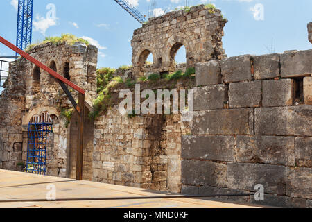Ruins of Kesik Minare was Roman temple in the 2nd century at old city of Antalya. Turkey Stock Photo