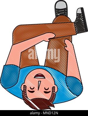 aerial view of young man sitting with cross leg Stock Vector