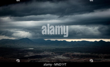Dark Sky and cloud. Rain coming on Mountain. Stock Photo