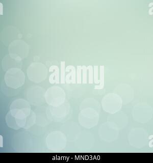 Abstract background with subtle jentle glowing  bokeh - shiny particles on blue green muted background Stock Vector