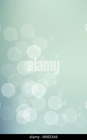 Abstract background with subtle jentle glowing  bokeh - shiny particles on blue green muted background Stock Vector