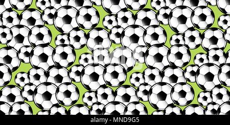 seamless pattern repeat of football soccer balls against a green background Stock Vector