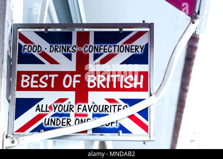 Shop sign. Best of British. Nerja Spain Stock Photo