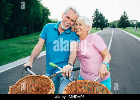cycling, retirement and active recreation Stock Photo