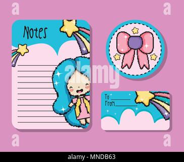 Pixel art notes mockup Stock Vector