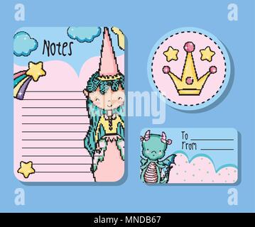 Pixel art notes mockup Stock Vector