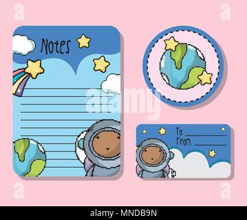 Pixel art notes mockup Stock Vector
