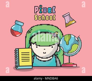 Pixel school art Stock Vector