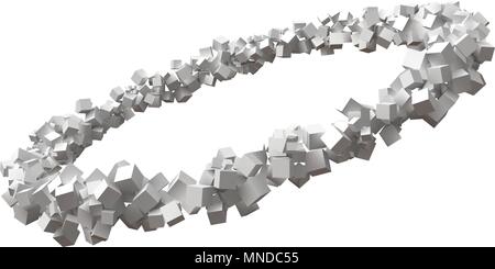 random sized cubes rotating in eliptic orbit. Stock Vector