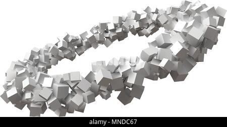 random sized cubes rotating in eliptic orbit. Stock Vector