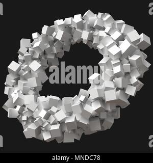 random sized cubes rotating in circular orbit. Stock Vector
