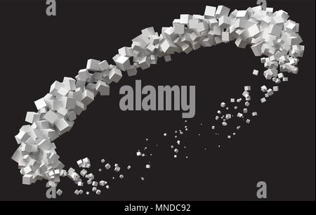 random sized cubes rotating in eliptic orbit. Stock Vector