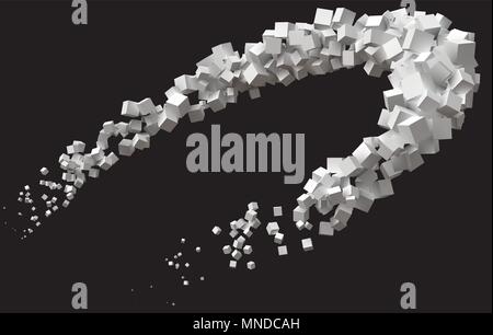 random sized cubes rotating in eliptic orbit. Stock Vector