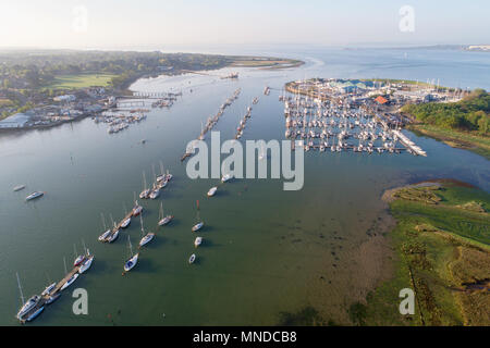 Hamble aerial views along the hamble river and hamble village taken by drone ...