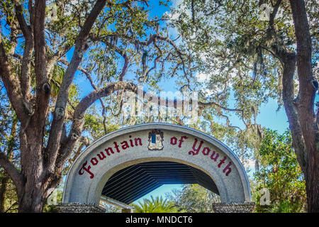 Ponce de Leon's Fountain of Youth Archaeological Park in historic St. Augustine Florida Stock Photo