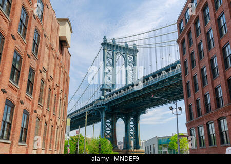 Manhattan Bridge seen from Dumbo, Brooklyn, New York City Stock Photo