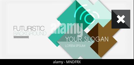 Square shapes banner design, geometric abstract background. Square shapes banner design, geometric abstract background. Vector business slogan, infographics or presentation template Stock Vector
