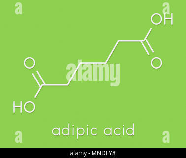 Adipic acid, nylon (polyamide) building block. Skeletal formula. Stock Photo