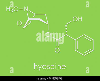 Scopolamine (hyoscine) anticholinergic drug molecule. Used in treatment ...