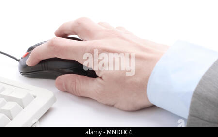 closeup . man working on an old keyboard Stock Photo