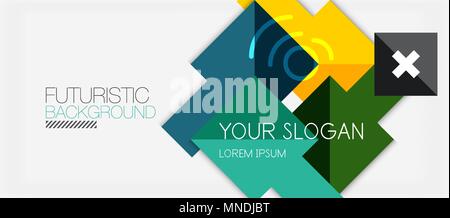 Square shapes banner design, geometric abstract background. Square shapes banner design, geometric abstract background. Vector business slogan, infographics or presentation template Stock Vector