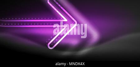 Techno neon glowing arrow background. Techno neon glowing arrow background. Vector modern hi-tech tehnology abstract template Stock Vector