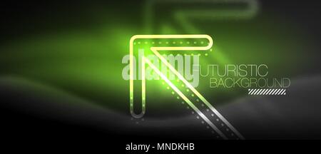 Techno neon glowing arrow background. Techno neon glowing arrow background. Vector modern hi-tech tehnology abstract template Stock Vector