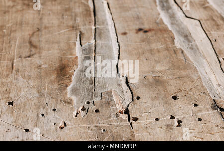 Greay vintage old wooden chipped board with story Stock Photo